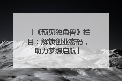 《预见独角兽》栏目：解锁创业密码，助力梦想启航