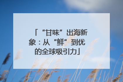 “甘味”出海新象：从“鲜”到优的全球吸引力