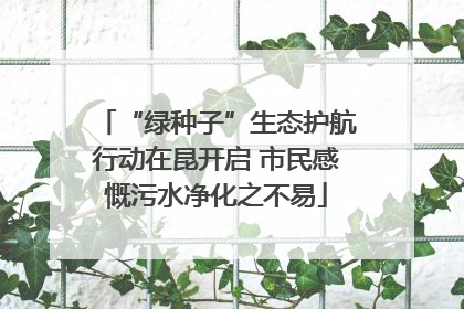 “绿种子”生态护航行动在昆开启 市民感慨污水净化之不易