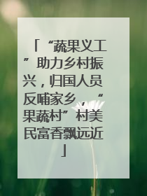 “蔬果义工”助力乡村振兴，归国人员反哺家乡，“果蔬村”村美民富香飘远近