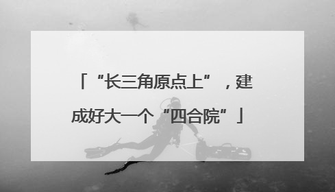 “长三角原点上”，建成好大一个“四合院”