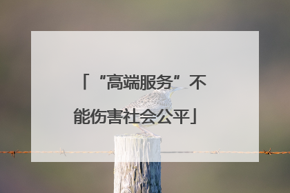 “高端服务”不能伤害社会公平