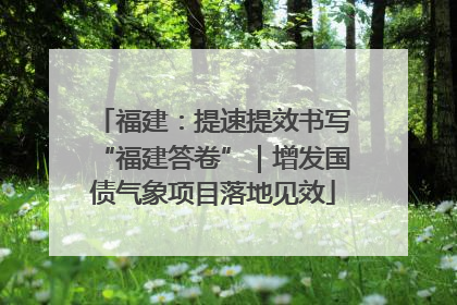 福建：提速提效书写“福建答卷”｜增发国债气象项目落地见效