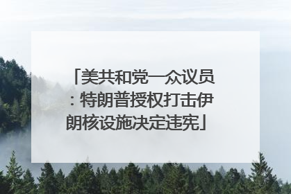 美共和党一众议员：特朗普授权打击伊朗核设施决定违宪