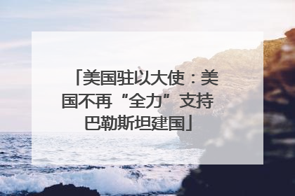 美国驻以大使：美国不再“全力”支持巴勒斯坦建国