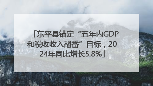 东平县锚定“五年内GDP和税收收入翻番”目标，2024年同比增长5.8%