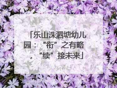 乐山洙泗塘幼儿园：“衔”之有略，“续”接未来