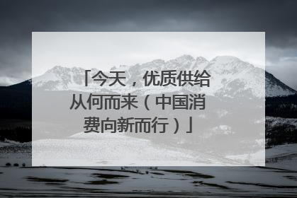 今天，优质供给从何而来（中国消费向新而行）