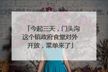 今起三天，门头沟这个镇政府食堂对外开放，菜单来了