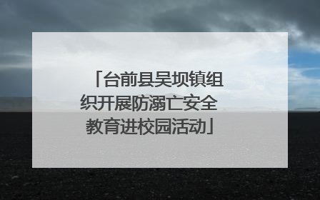 台前县吴坝镇组织开展防溺亡安全教育进校园活动