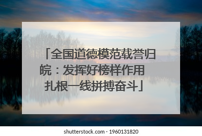 全国道德模范载誉归皖：发挥好榜样作用 扎根一线拼搏奋斗