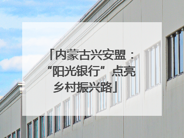 内蒙古兴安盟：“阳光银行”点亮乡村振兴路