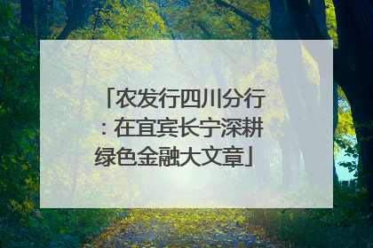 农发行四川分行：在宜宾长宁深耕绿色金融大文章