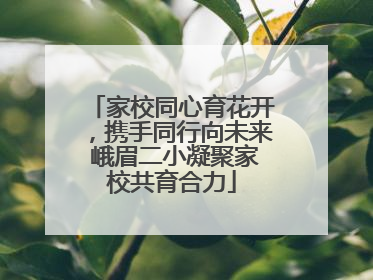 家校同心育花开，携手同行向未来 峨眉二小凝聚家校共育合力