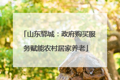山东郓城：政府购买服务赋能农村居家养老