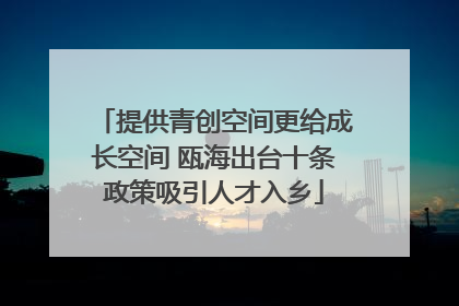 提供青创空间更给成长空间 瓯海出台十条政策吸引人才入乡