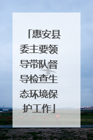 惠安县委主要领导带队督导检查生态环境保护工作