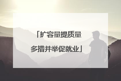扩容量提质量 多措并举促就业
