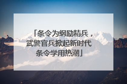 条令为纲励精兵，武警官兵掀起新时代条令学用热潮