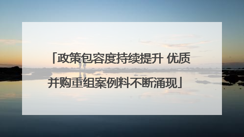 政策包容度持续提升 优质并购重组案例料不断涌现