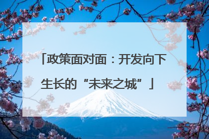 政策面对面：开发向下生长的“未来之城”