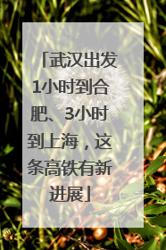 武汉出发1小时到合肥、3小时到上海，这条高铁有新进展