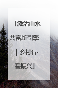 激活山水共富新引擎｜乡村行·看振兴