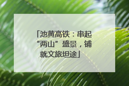 池黄高铁：串起“两山”盛景，铺就文旅坦途