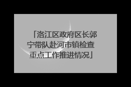 洛江区政府区长郭宁带队赴河市镇检查重点工作推进情况