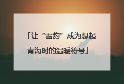 让“雪豹”成为想起青海时的温暖符号
