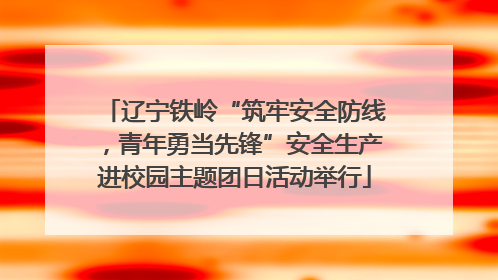 辽宁铁岭“筑牢安全防线，青年勇当先锋”安全生产进校园主题团日活动举行