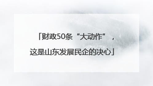 财政50条“大动作”，这是山东发展民企的决心