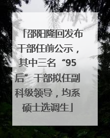 邵阳隆回发布干部任前公示，其中三名“95后”干部拟任副科级领导，均系硕士选调生