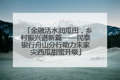 金融活水润瓜田，乡村振兴谱新篇——民泰银行舟山分行助力朱家尖西瓜甜蜜升级