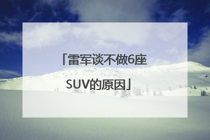 雷军谈不做6座SUV的原因
