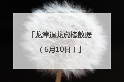 龙津退龙虎榜数据（6月10日）