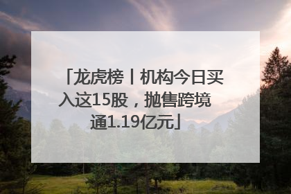 龙虎榜丨机构今日买入这15股，抛售跨境通1.19亿元