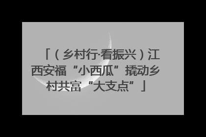 （乡村行·看振兴）江西安福“小西瓜”撬动乡村共富“大支点”